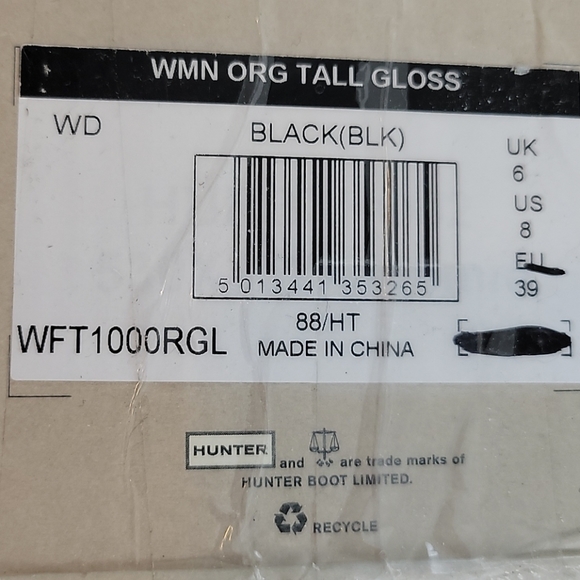 NWT!!! HUNTER BOOTS ORIGINAL TALL GLOSS BLACK - Picture 8 of 10
